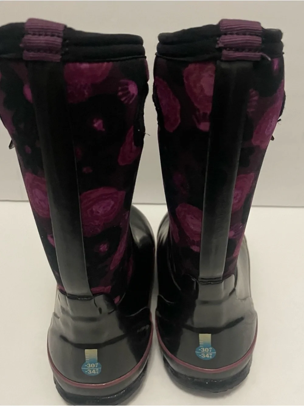 Bogs Classic Water Color Boots Youth Girls Purple Black Waterproof Snow Rain 2